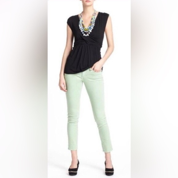 Anthro LEIFNOTES Draper Peplum VNeck Tank Top Blouse Shirt Jersey Knit Black - Picture 10 of 10